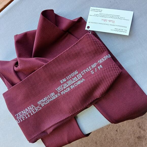 S/M Miz Seamless High Waist Burgundy Wine Leggings Small Medium Callie Zenana - Picture 7 of 11